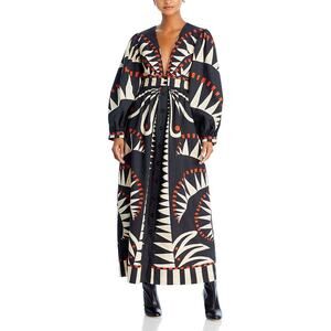 FARM Rio Black and Cream Long Sleeve Dress